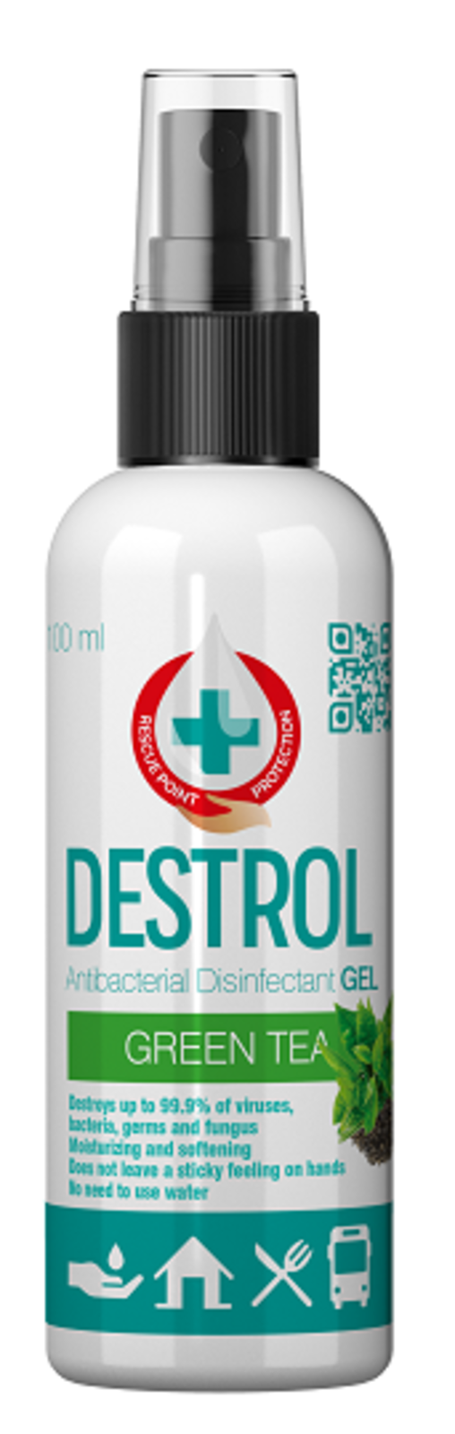 Antibakteriálny gél na ruky Destrol 100ml - veľkosť: 100ml, farba: zelený čaj