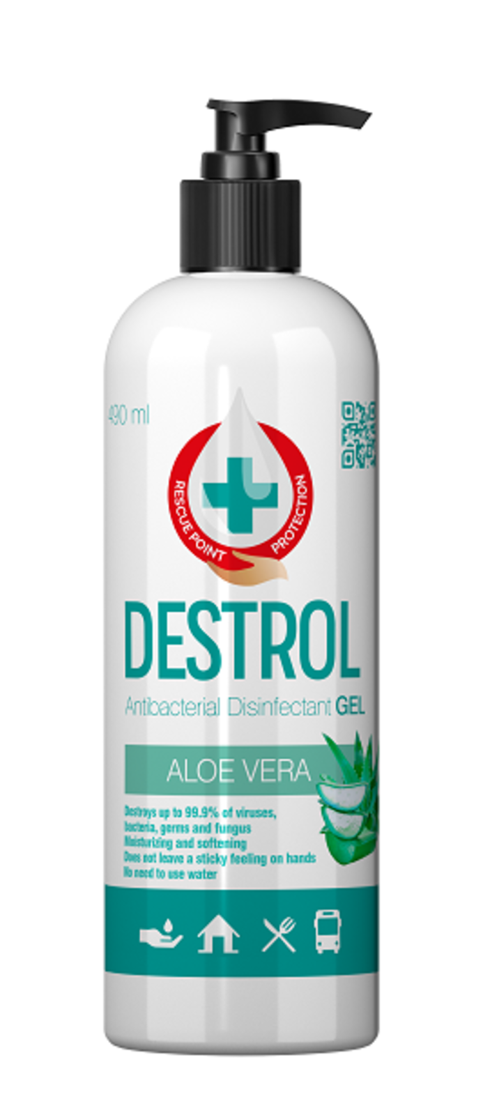 Antibakteriálny gél na ruky Destrol 490ml - veľkosť: 490 ml, farba: aleo vera