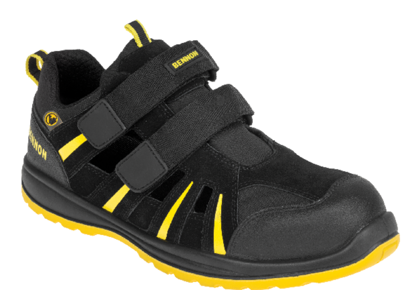 Bezpečnostné sandále Bennon Ribbon S1 ESD - veľkosť: 47, farba: čierna/žltá