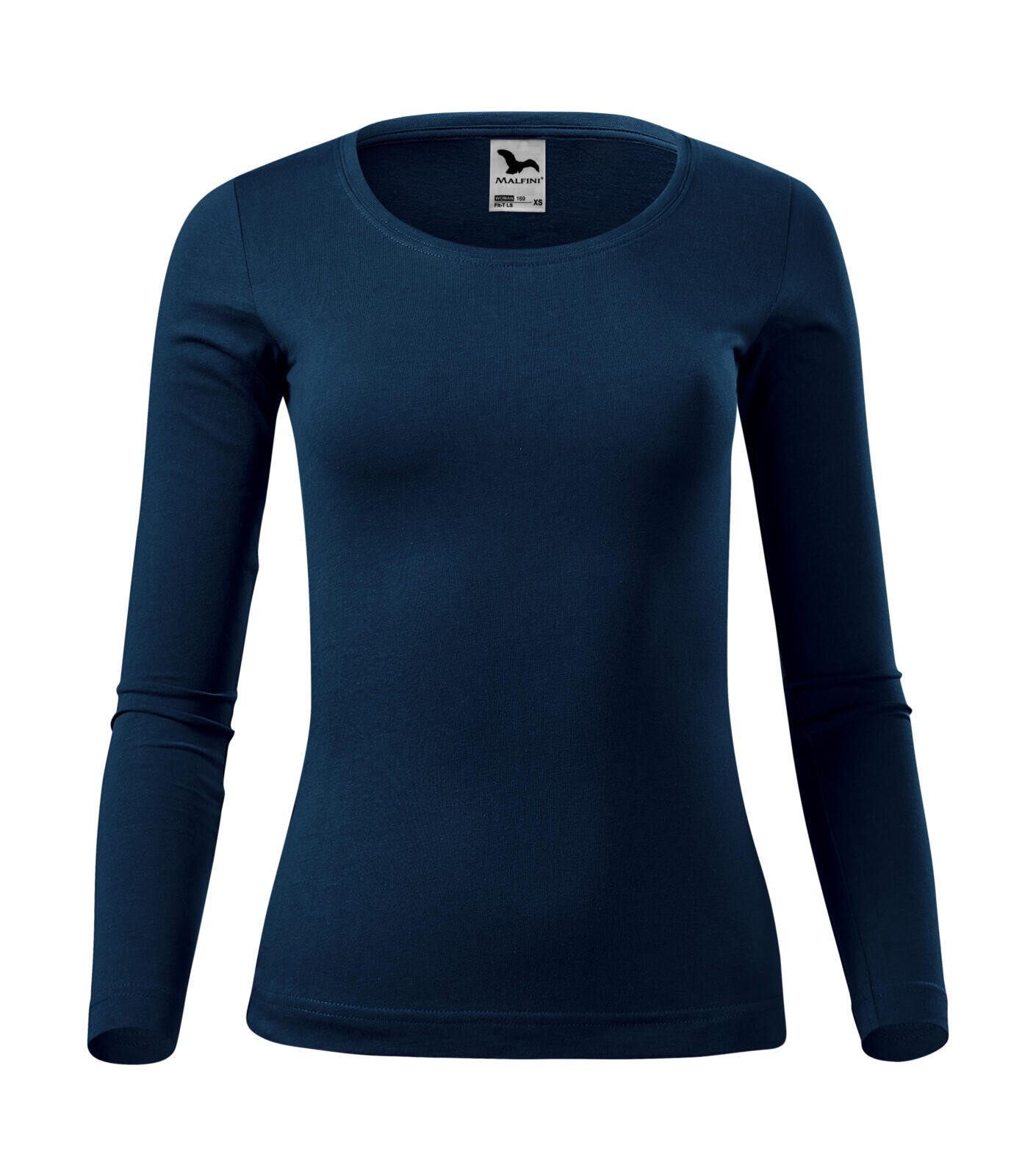 Dámske bavlnené tričko s dlhým rukávom Malfini Fit-T 169 - veľkosť: L, farba: tmavo modrá