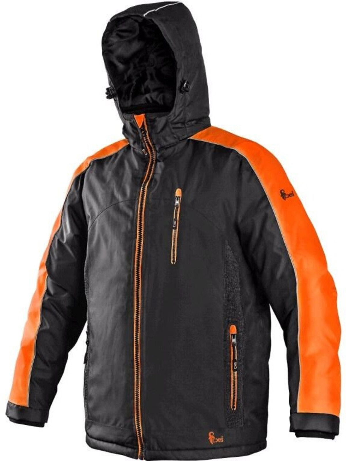 Pánska zimná bunda CXS Brighton - veľkosť: XXL, farba: čierna/oranžová