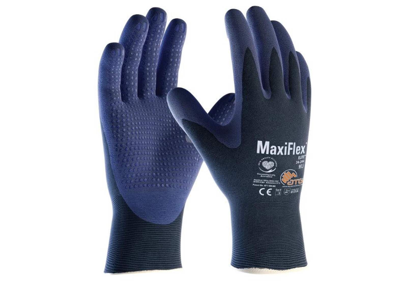 Pracovné rukavice ATG MaxiFlex Elite 34-244 (12 párov) - veľkosť: 10/XL, farba: modrá