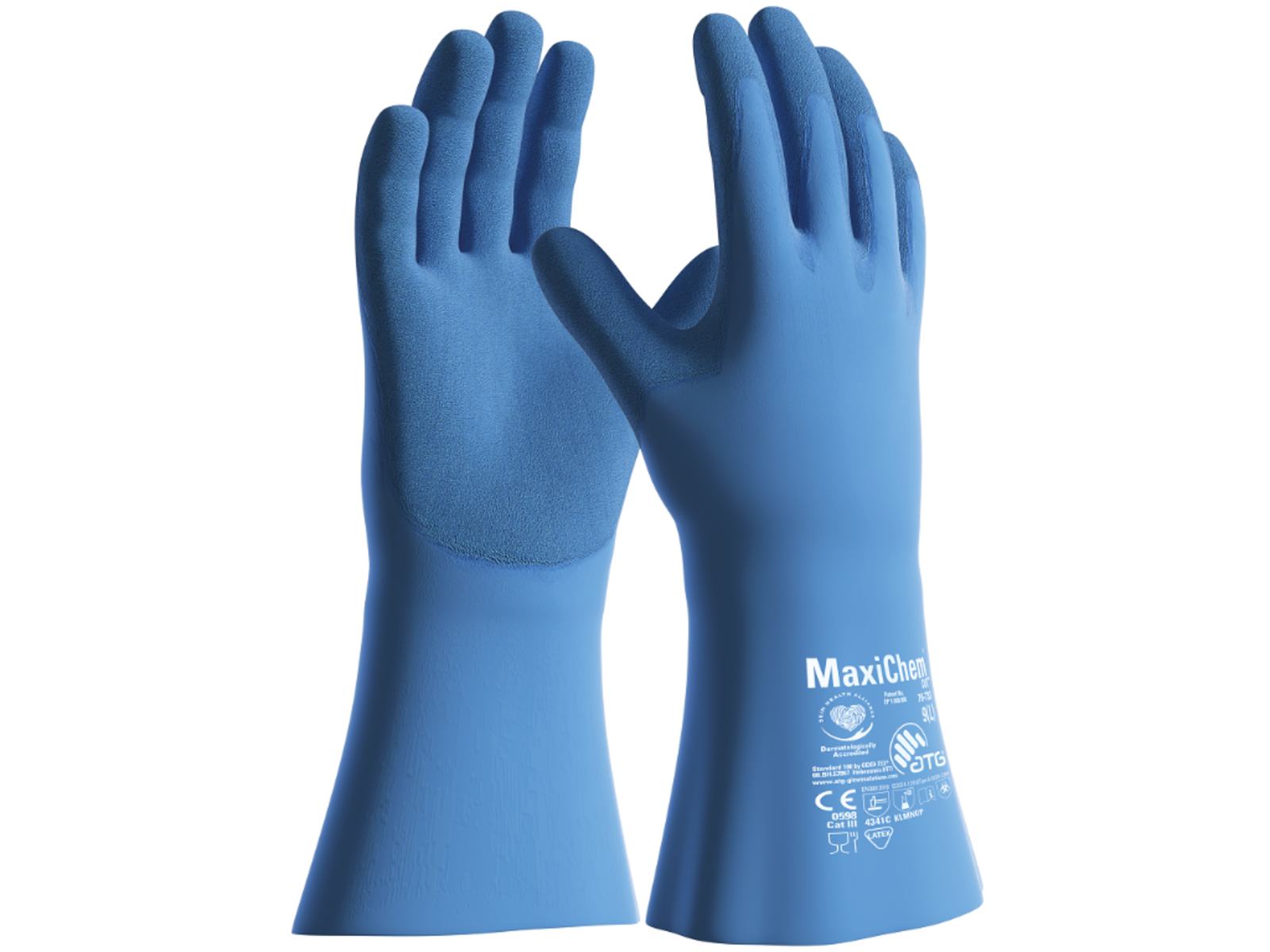 Protichemické rukavice ATG MaxiChem Cut 76-733-TRItech - veľkosť: 9/L, farba: modrá