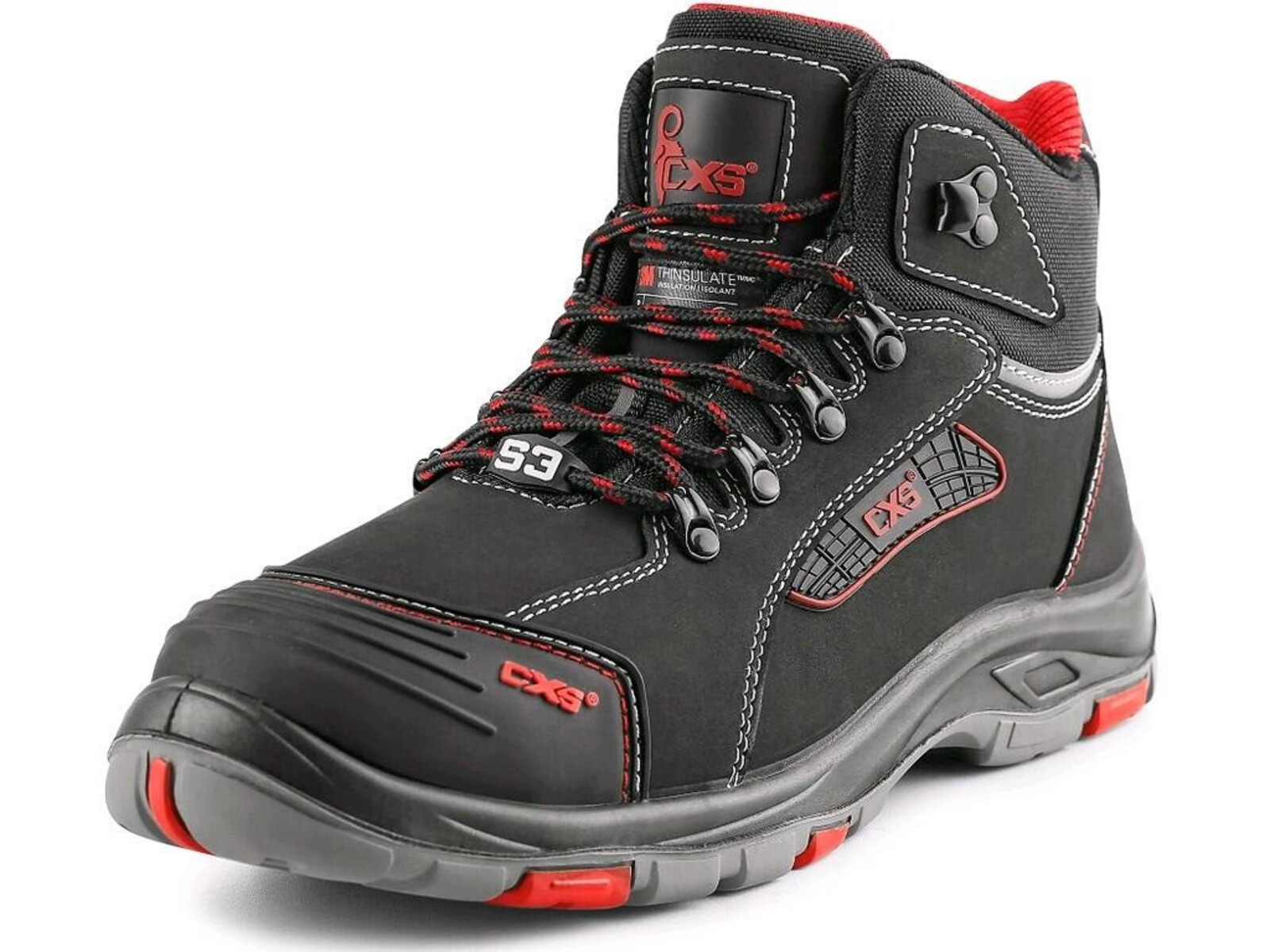 Zateplená bezpečnostná členková obuv CXS Rock Peprit S3 CI HRO SRC - veľkosť: 46, farba: čierna/červená