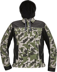 Maskáčová montérková bunda s kapucňou Cerva Neurum Camouflage