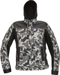 Maskáčová montérková bunda s kapucňou Cerva Neurum Camouflage