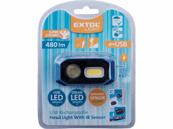 Extol Light 43183 čelovka 480lm, nabíjateľná 1,4Ah Li-ion, microUSB nabíjanie, IR senzor, OSRAM LED+COB LED