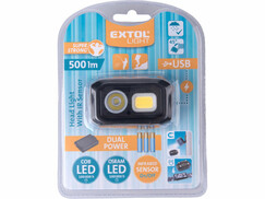 Extol Light 43185 čelovka 500lm, Dual Power Li-ion alebo AAA, microUSB nabíjanie, IR senzor, OSRAM LED+COB LED