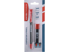 Extol Premium 8853005 ceruzka tesárska s vymeniteľnou tuhou, 144mm, 7ks tuha, tvrdosť 2B