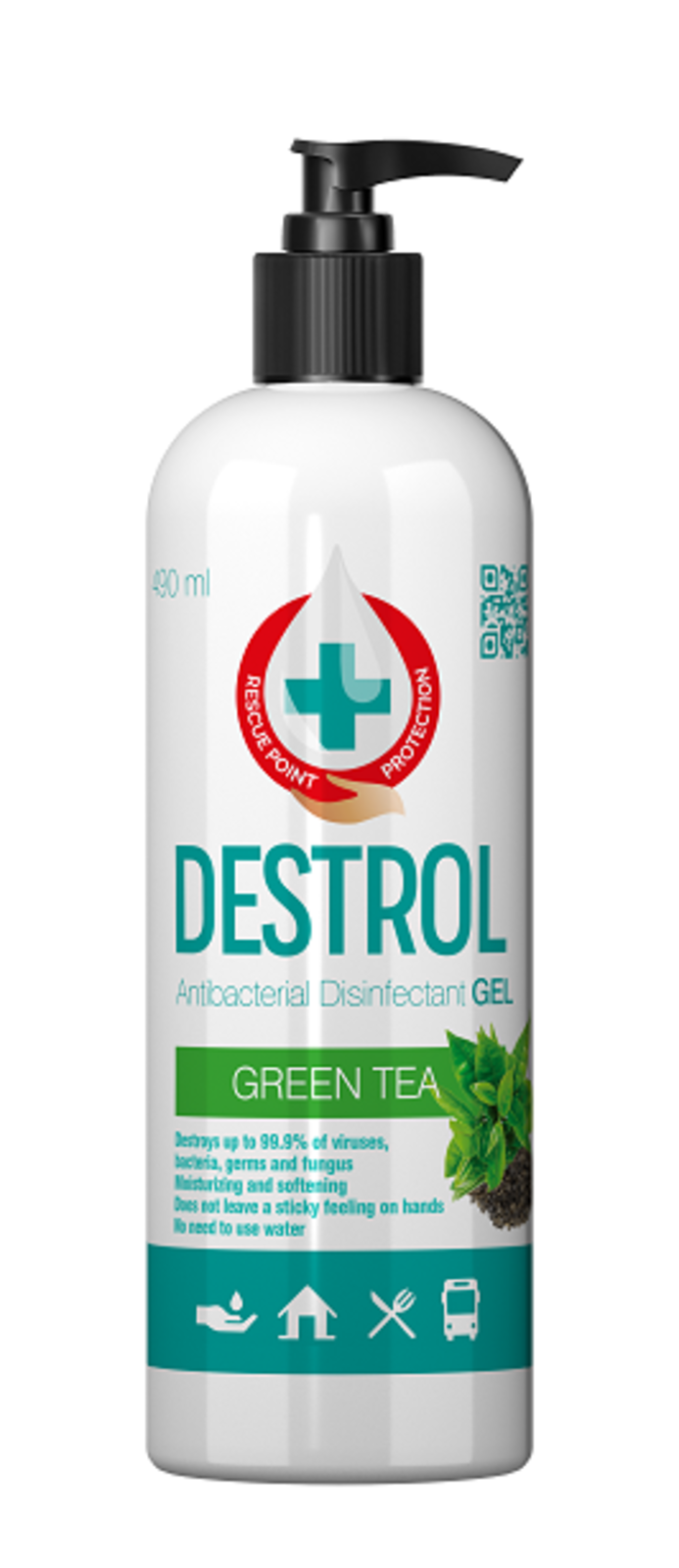 Antibakteriálny gél na ruky Destrol 490ml - veľkosť: 490 ml, farba: zelený čaj