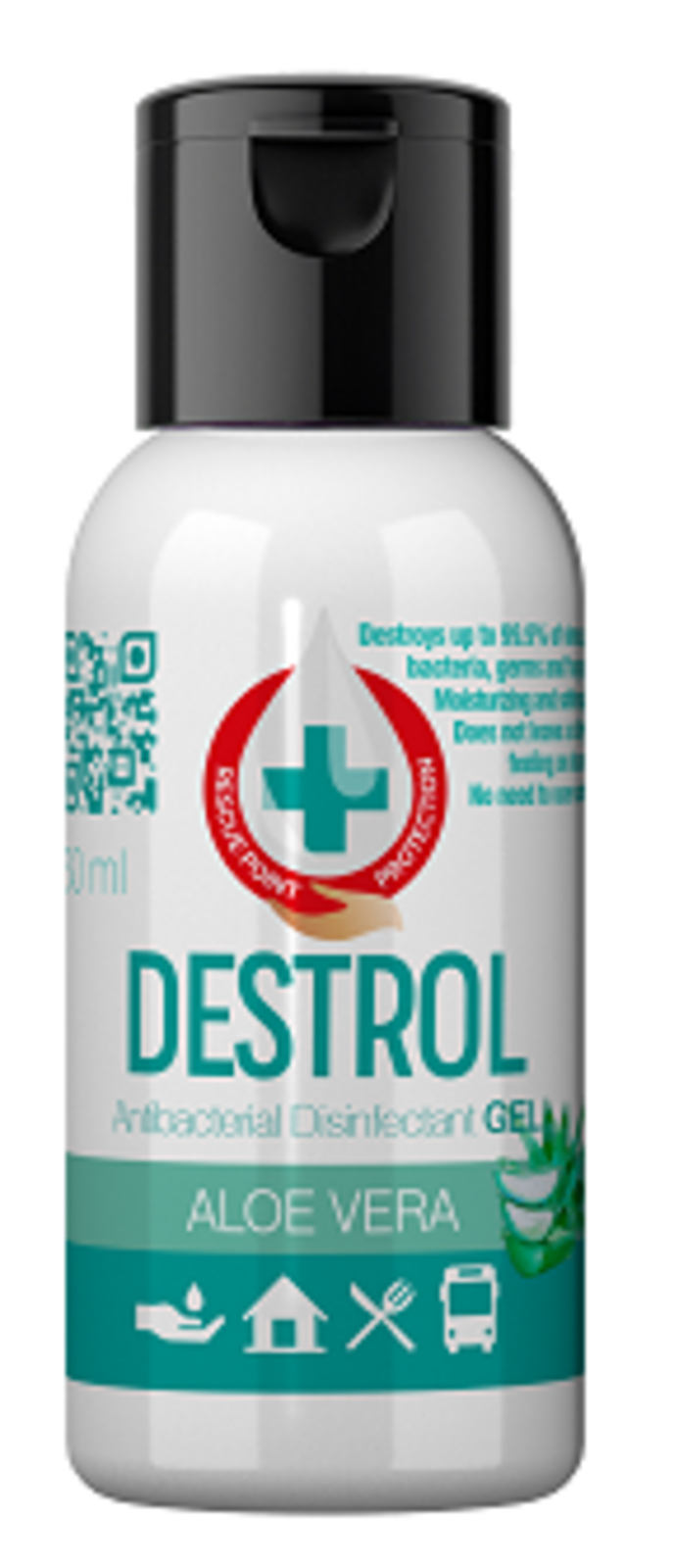 Antibakteriálny gél na ruky Destrol 50ml - veľkosť: 50 ml, farba: aleo vera