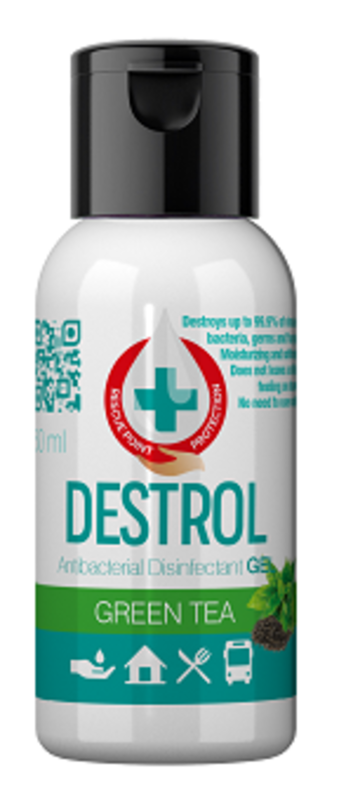 Antibakteriálny gél na ruky Destrol 50ml - veľkosť: 50 ml, farba: zelený čaj