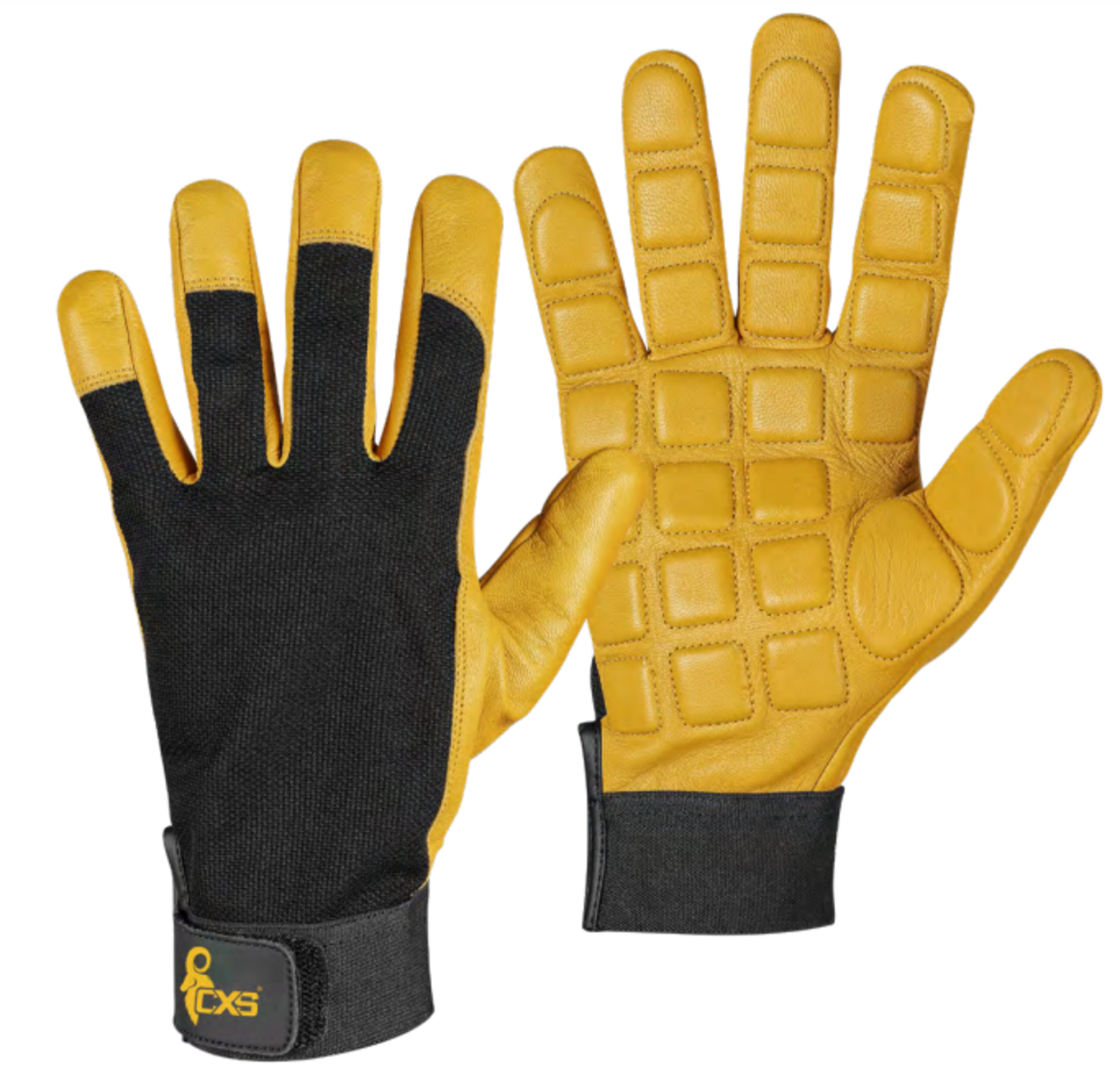 Antivibračné kombinované pracovné rukavice CXS Faro - veľkosť: 10/XL, farba: čierna/žltá
