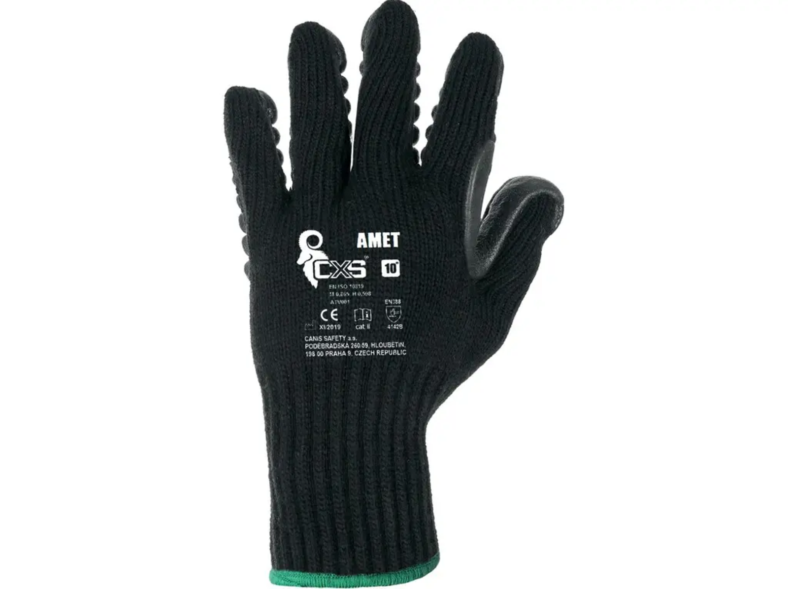 Antivibračné rukavice CXS Amet - veľkosť: 10/XL, farba: čierna