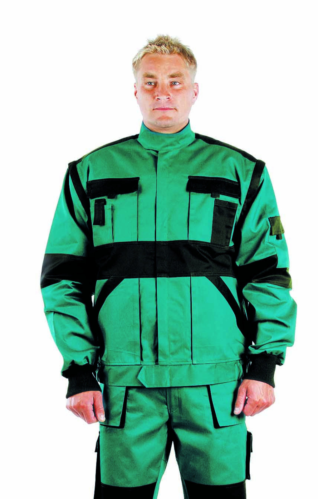 Bavlnená montérková bunda a vesta Max 2v1 - veľkosť: 60, farba: zelená/čierna