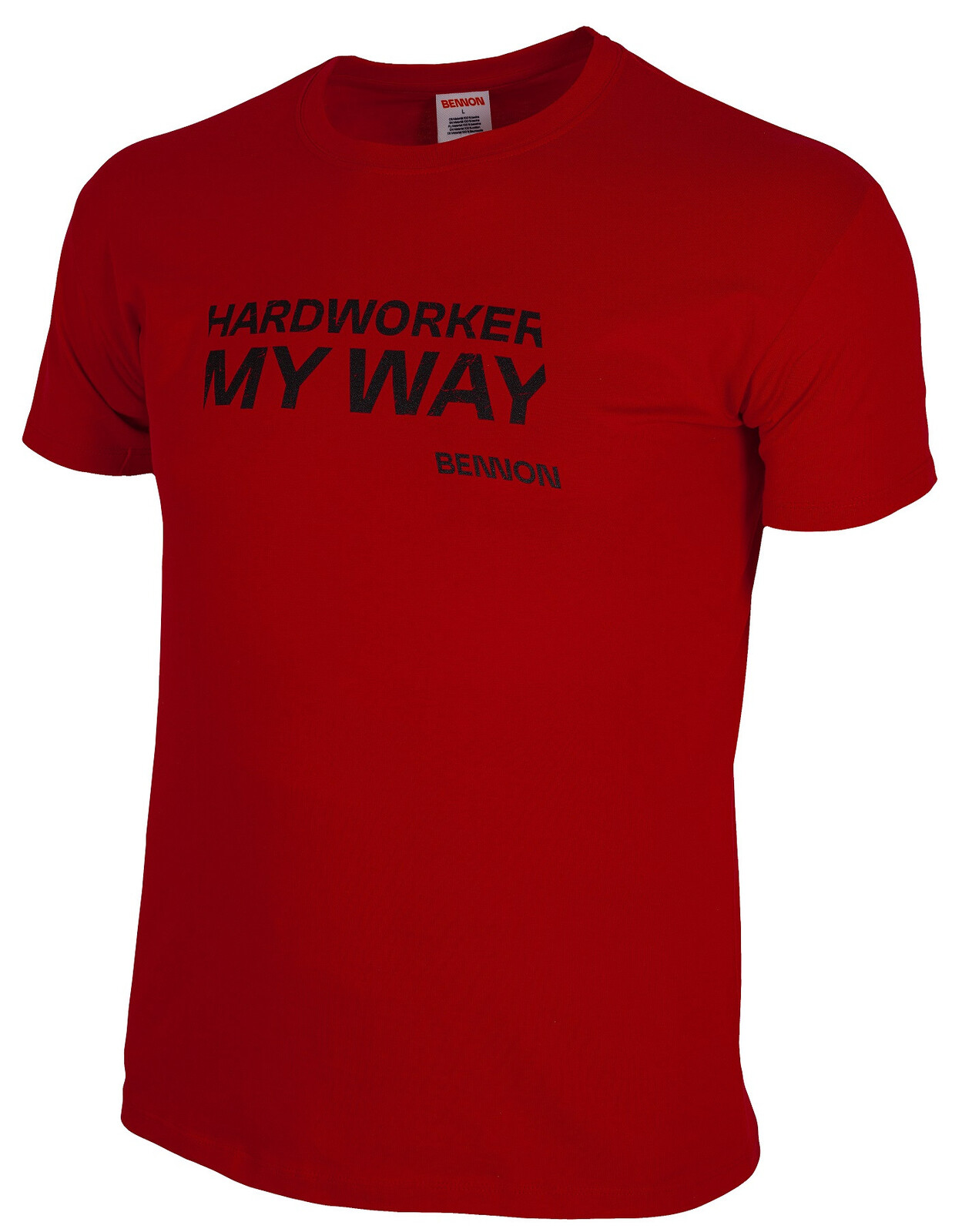 Bavlnené tričko Bennon Hardworker  - veľkosť: S, farba: červená/čierna