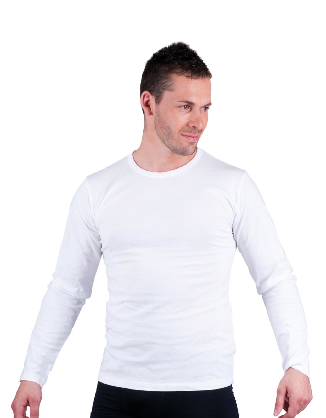 Bavlnené tričko s dlhým rukávom Cambon - veľkosť: L, farba: biela