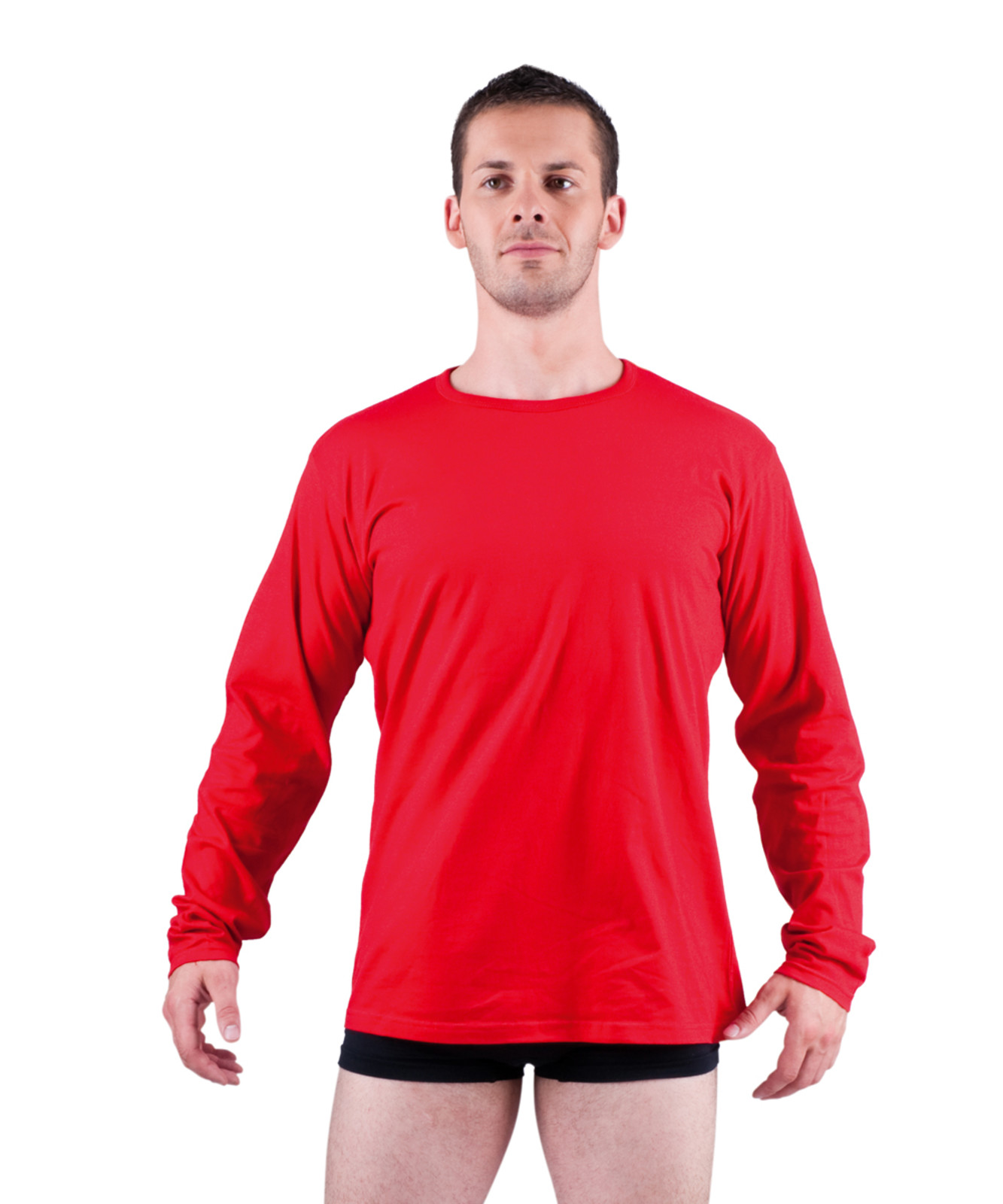 Bavlnené tričko s dlhým rukávom Cambon - veľkosť: XL, farba: červená