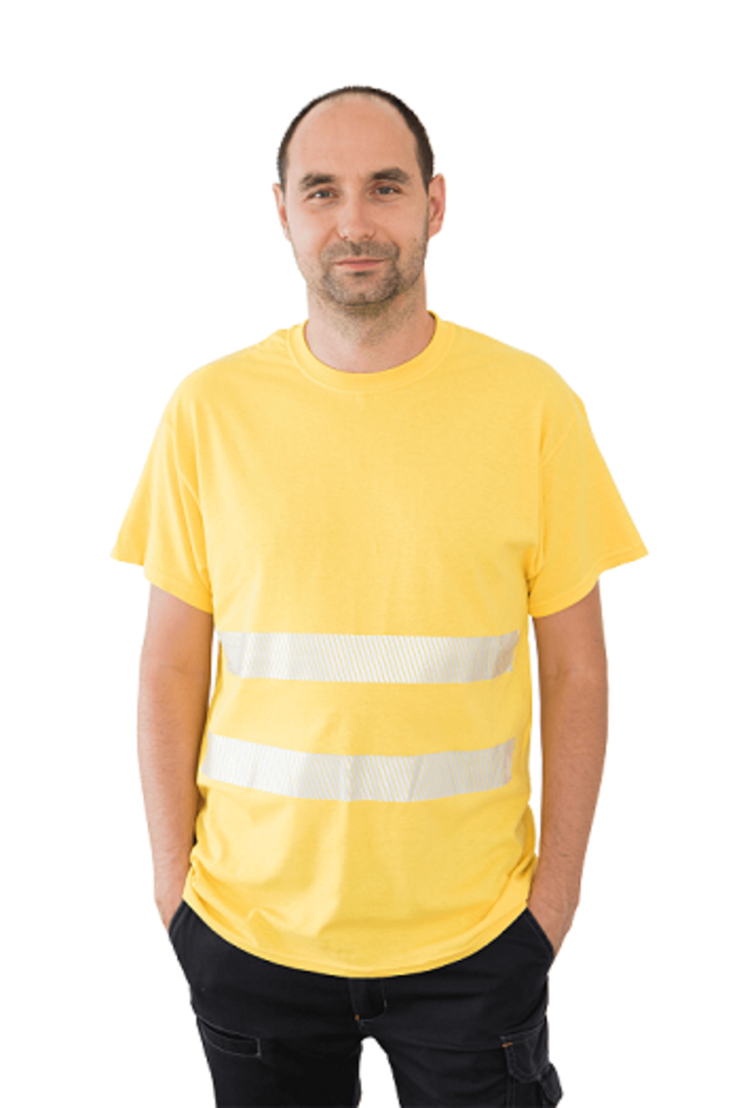 Bavlnené tričko s reflexnými pásmi Flexo - veľkosť: M, farba: žltá