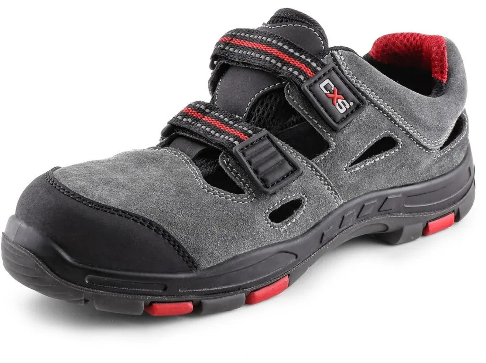 Bezpečnostné sandále CXS Rock Phyllite S1P SRA HRO MF - veľkosť: 42, farba: sivá/červená