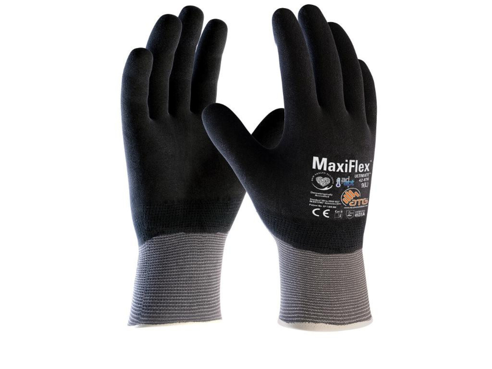 Celomáčané pracovné rukavice ATG MaxiFlex Ultimate 42-876 (12 párov) - veľkosť: 8/M, farba: čierna