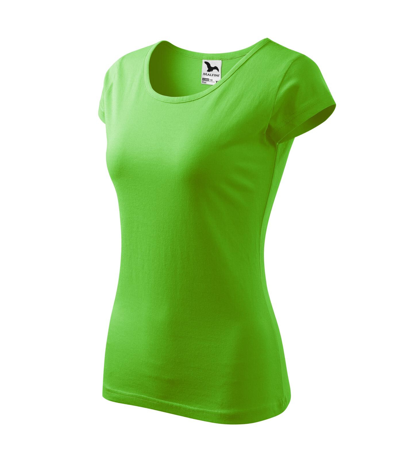 Dámske bavlnené tričko Malfini Pure 122 - veľkosť: XS, farba: zelené jablko