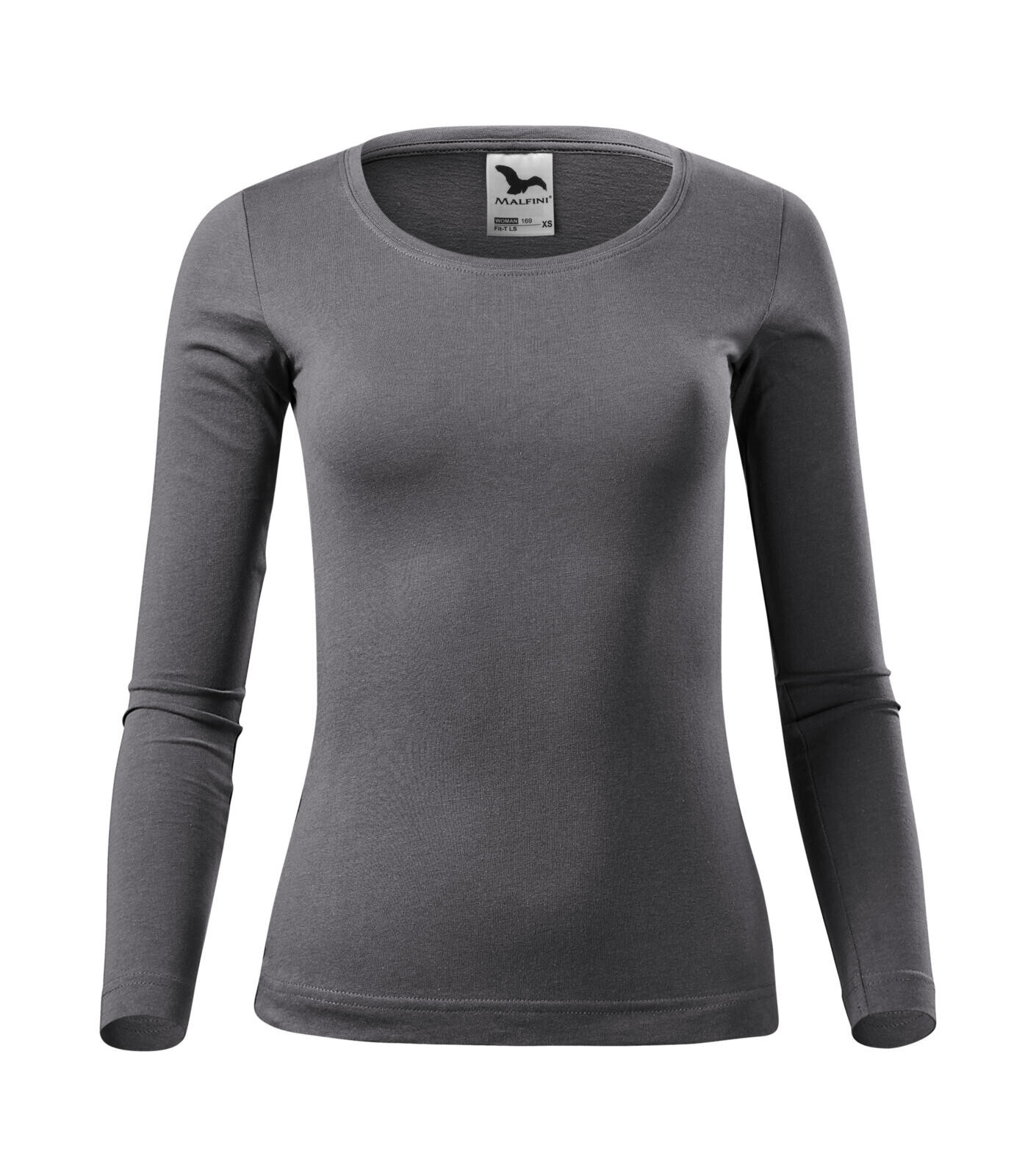 Dámske bavlnené tričko s dlhým rukávom Malfini Fit-T 169 - veľkosť: XS, farba: oceľovo sivá