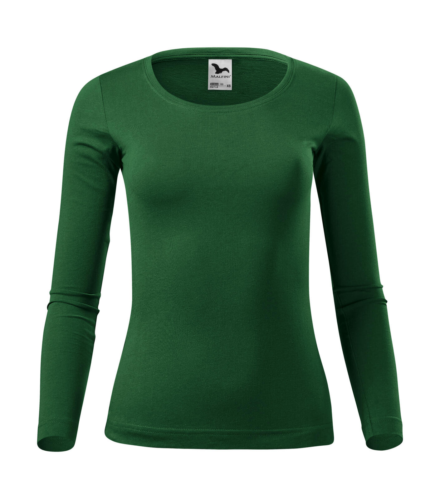 Dámske bavlnené tričko s dlhým rukávom Malfini Fit-T 169 - veľkosť: M, farba: fľašková zelená