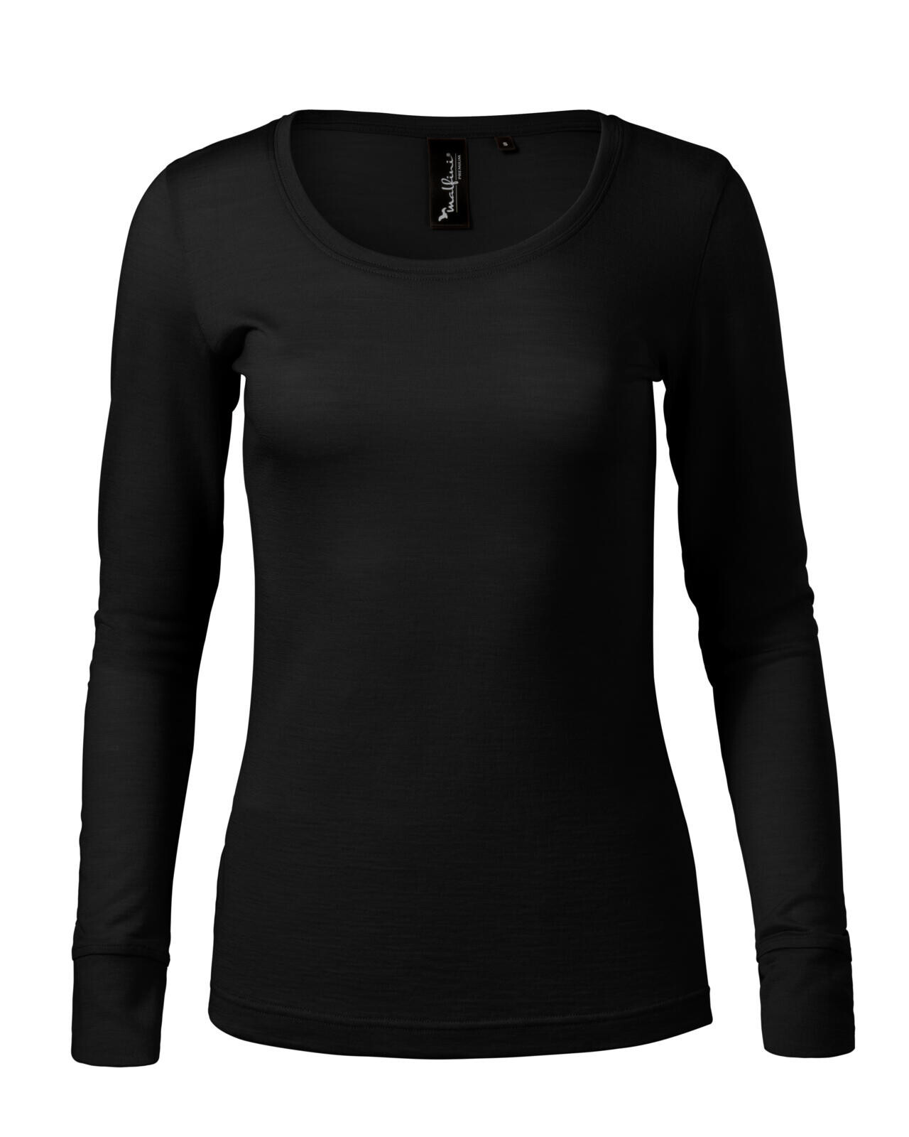Dámske merino tričko s dlhým rukávom Malfini Premium Merino Rise LS 160 - veľkosť: L, farba: čierna