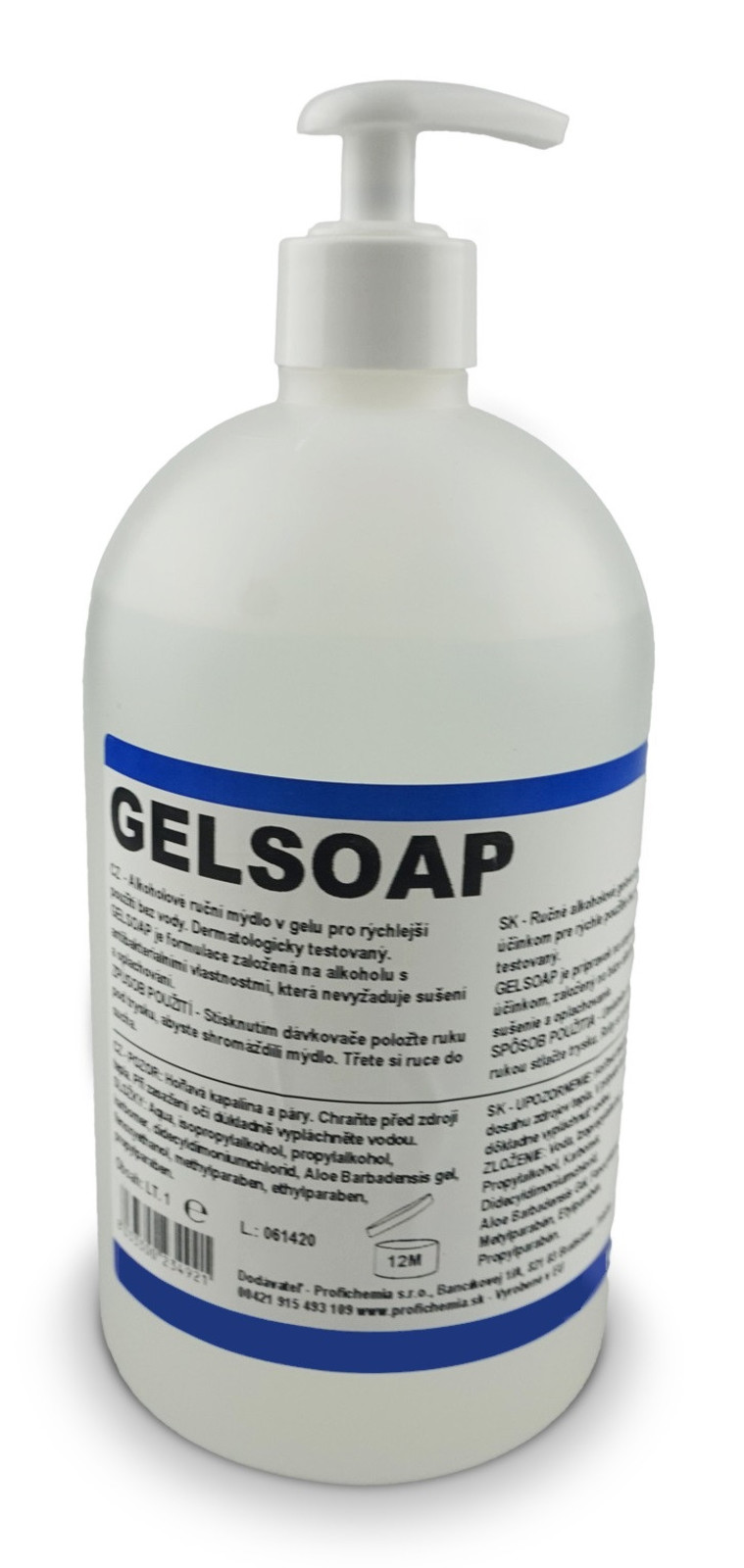 Dezinfekčné gélové mydlo bez oplachovania Gelsoap 1l - veľkosť: 1 L