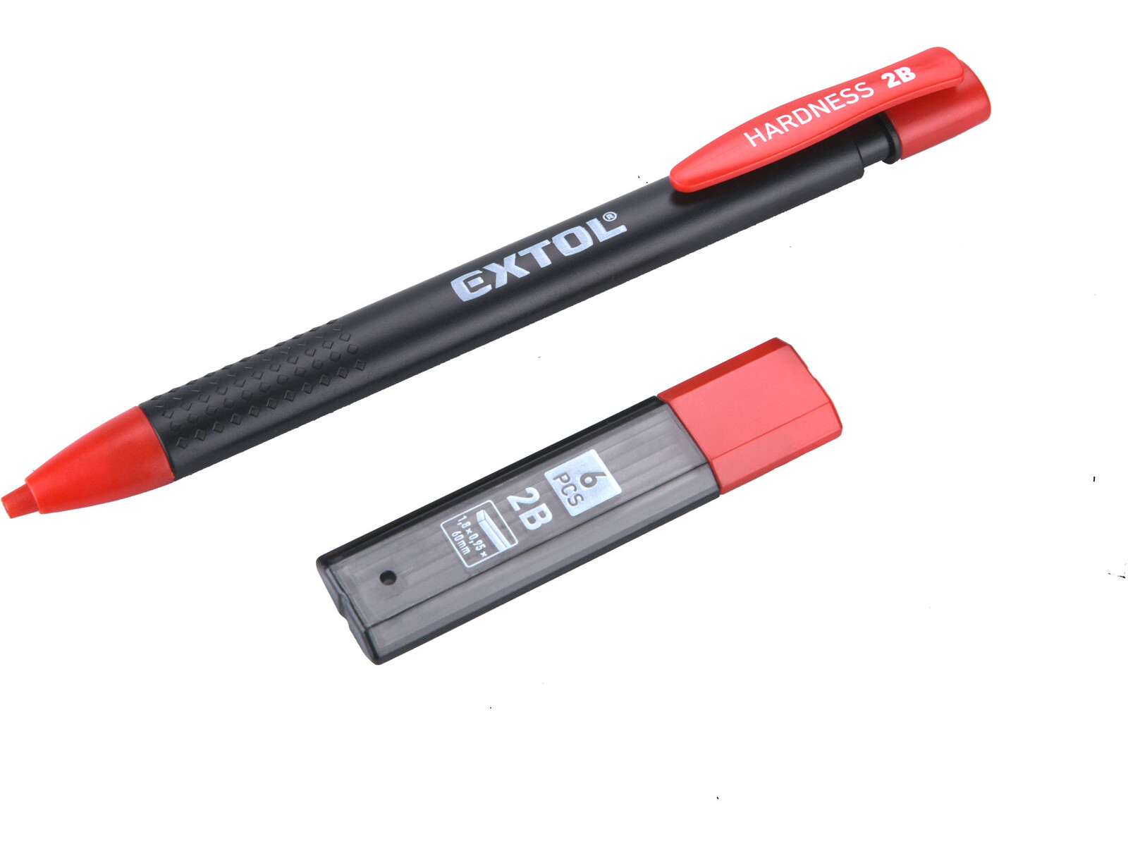 Extol Premium 8853005 ceruzka tesárska s vymeniteľnou tuhou, 144mm, 7ks tuha, tvrdosť 2B - farba: čierna