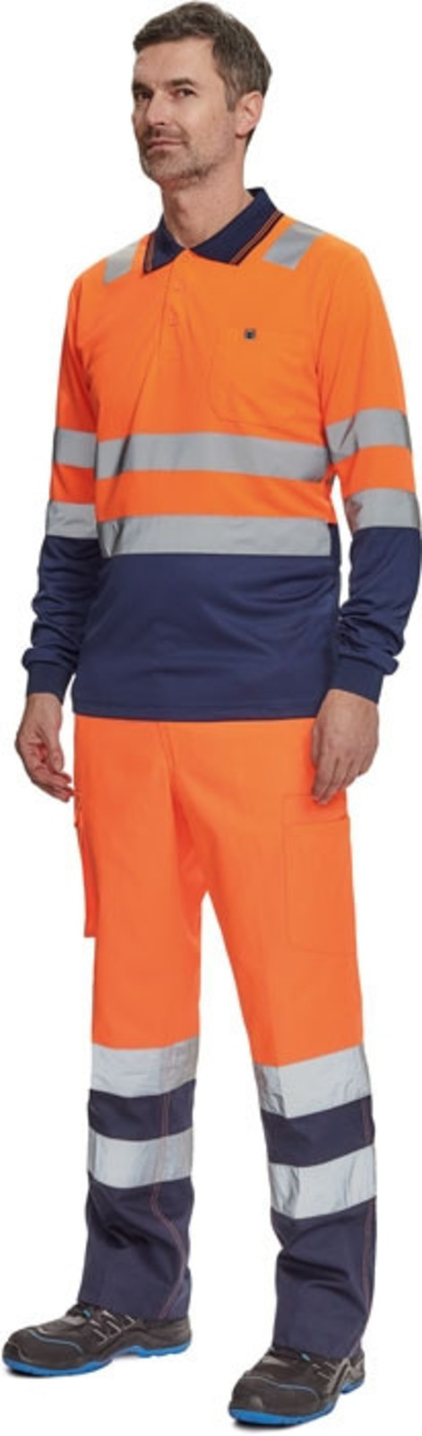 Reflexné nohavice Cerva Burgos HV - veľkosť: 50, farba: oranžová/navy