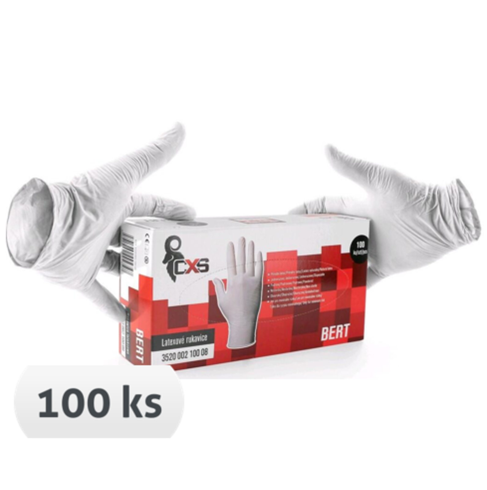 Jednorazové latexové rukavice CXS Bert 100 ks - veľkosť: 8/M