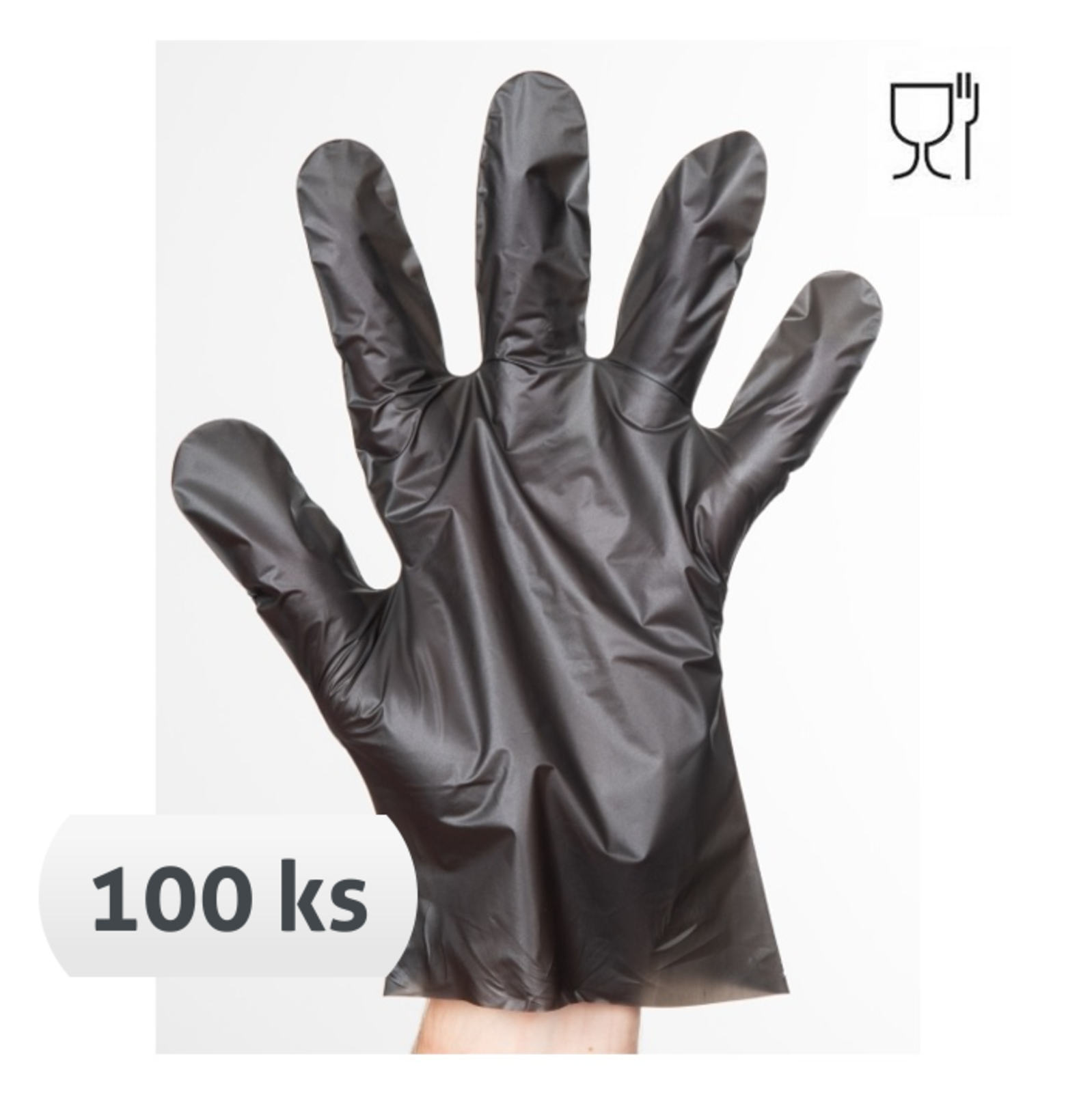 Jednorázové rukavice Cerva Chick polyetylénové 100 ks - veľkosť: S, farba: čierna