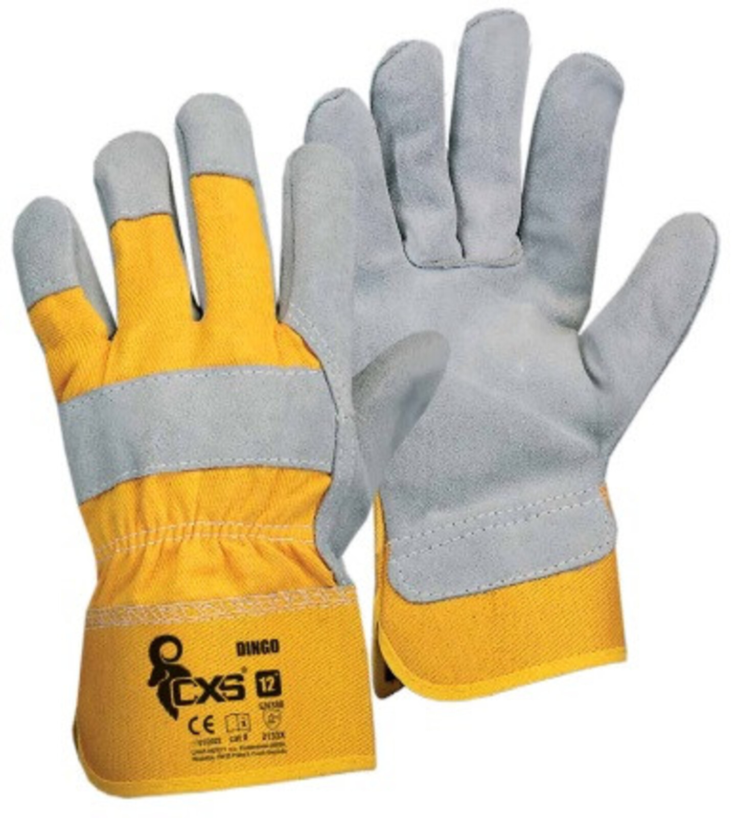 Kombinované pracovné rukavice CXS Dingo - veľkosť: 11/XXL, farba: žltá/sivá