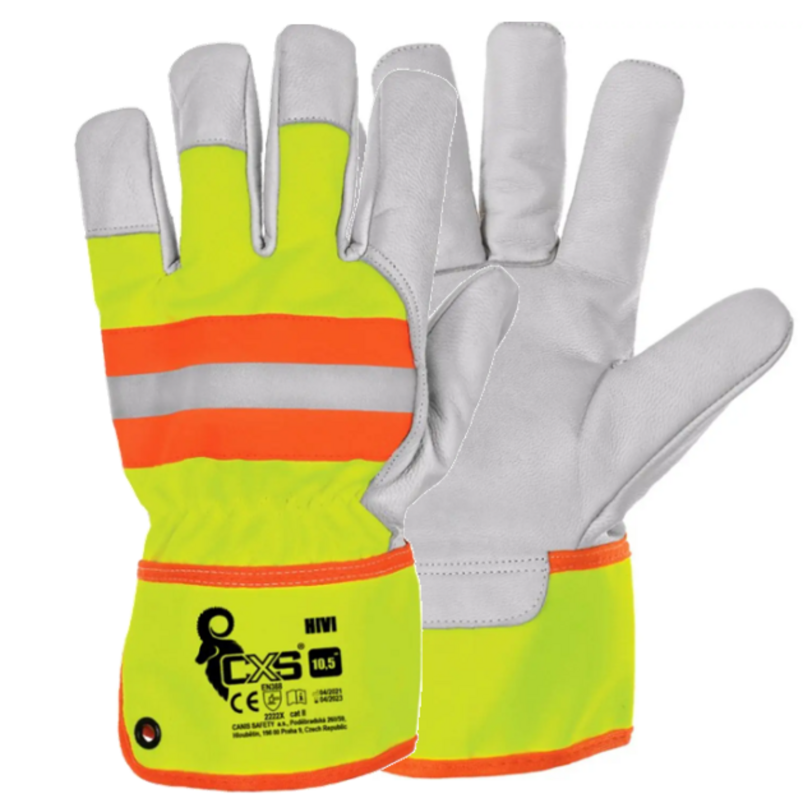 Kombinované pracovné rukavice CXS Hivi s blistrom - veľkosť: 9/L, farba: žltá/oranžová