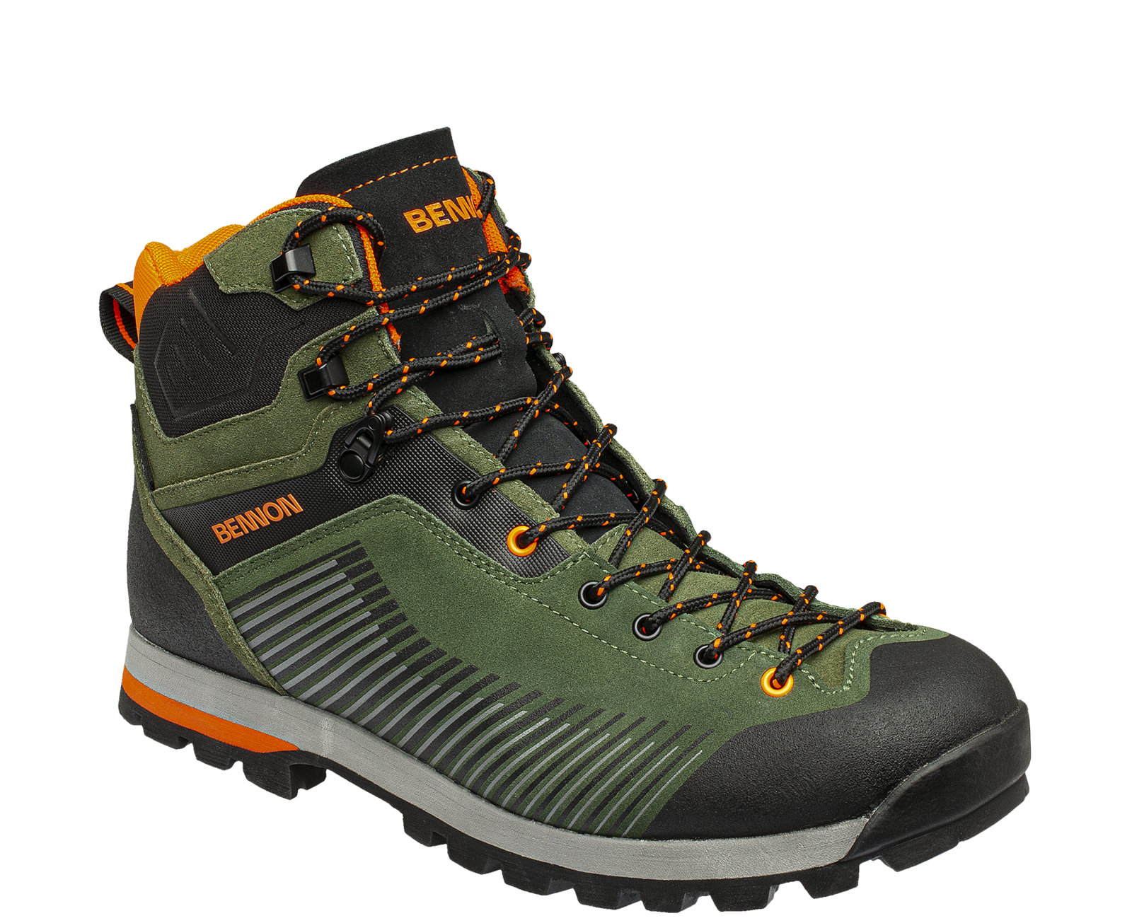 Kožená členková obuv s membránou Bennon Peak Green High - veľkosť: 39, farba: khaki/oranžová