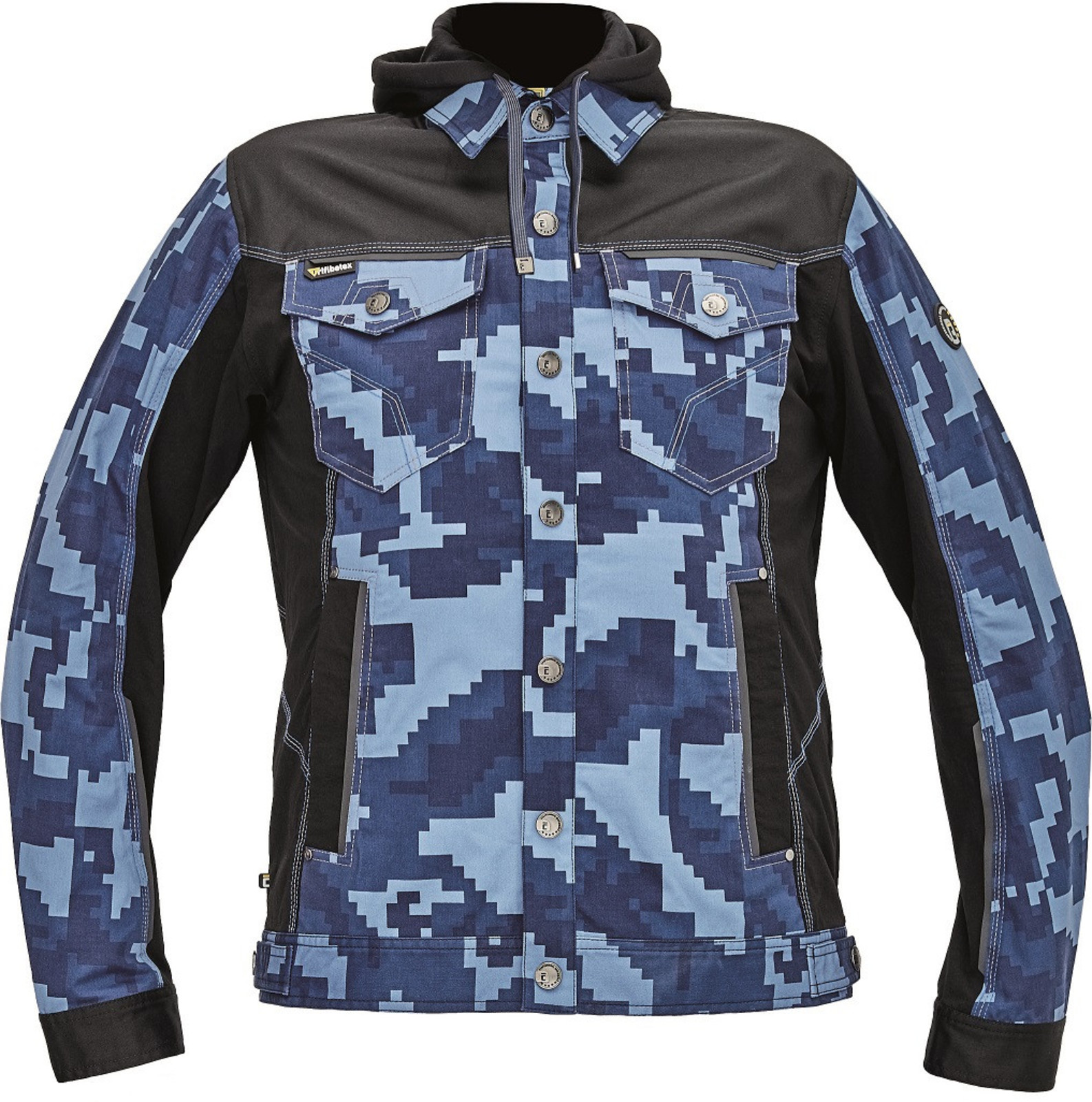 Maskáčová montérková bunda s kapucňou Cerva Neurum Camouflage - veľkosť: 64, farba: navy