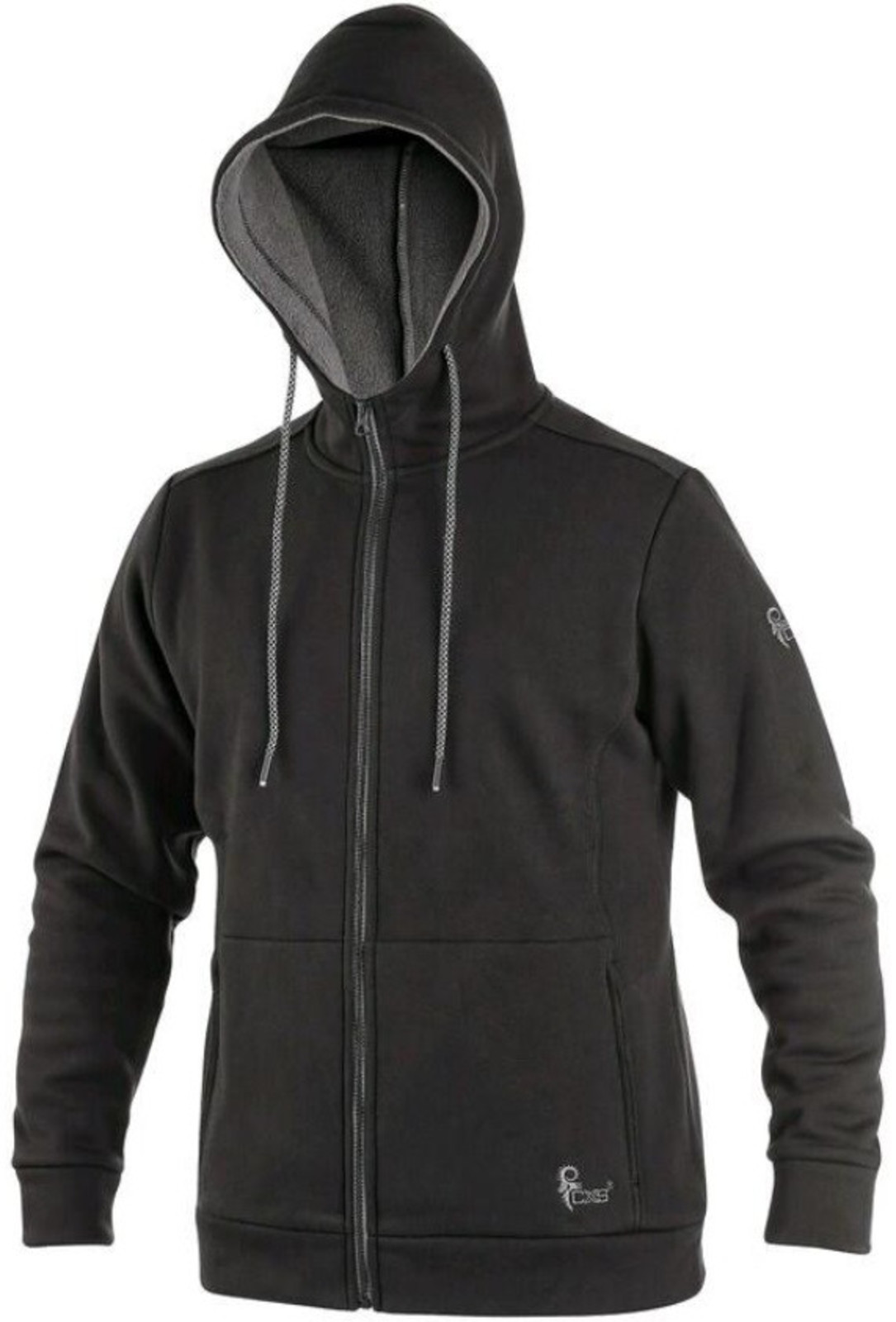 Mikina na zips s kapucňou CXS Harrison - veľkosť: XXL, farba: čierna/sivá