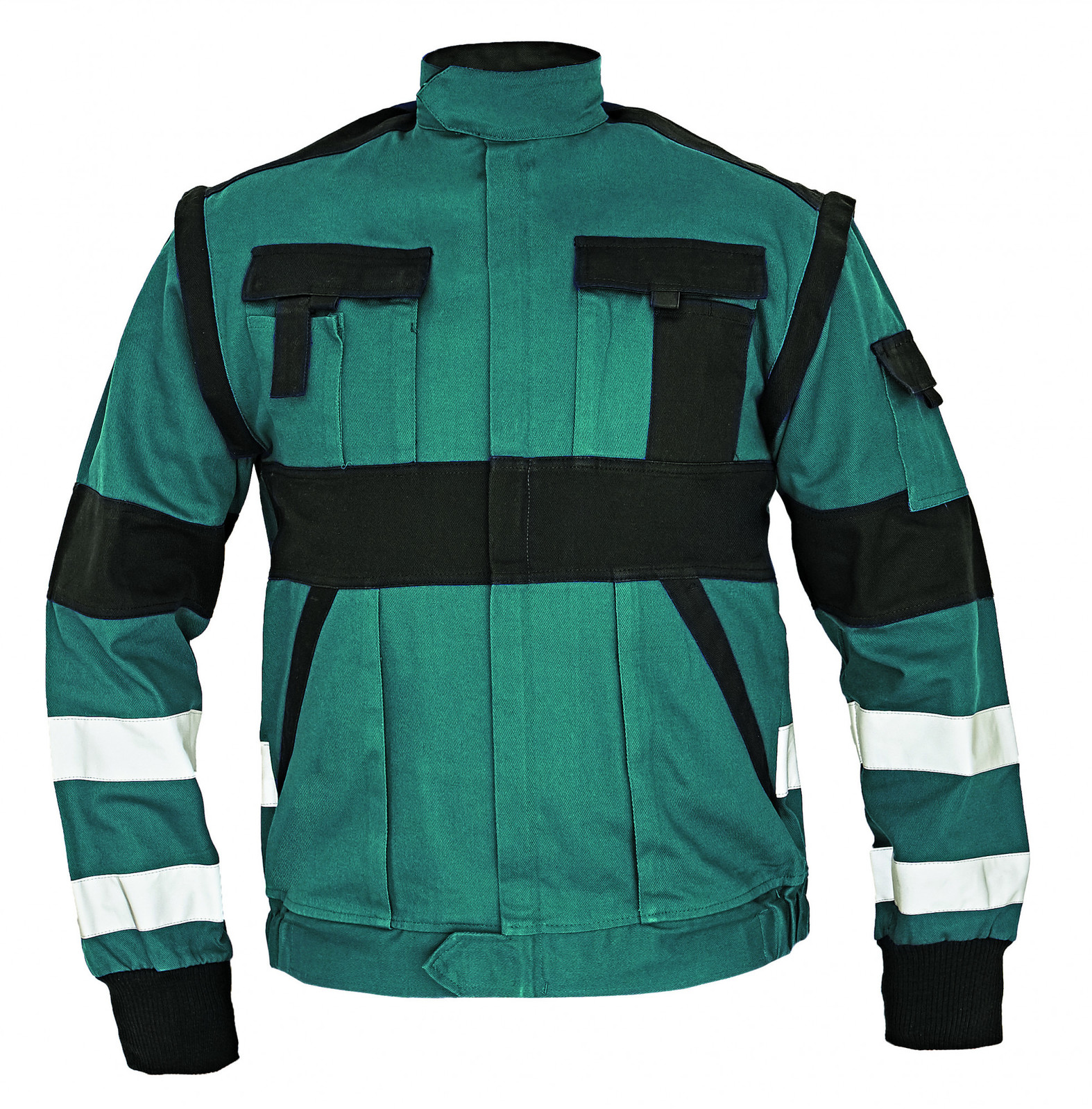 Montérková bunda Max 2v1 s reflexnými pruhmi - veľkosť: 58, farba: zelená/čierna