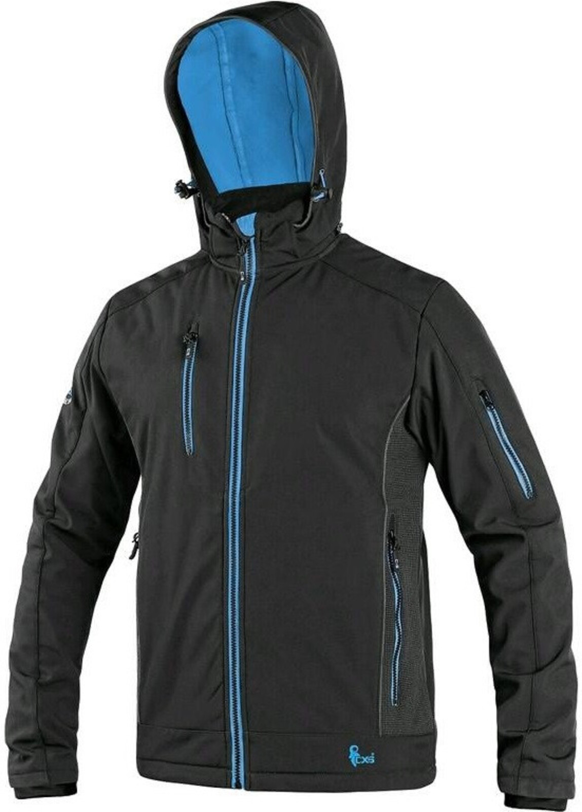 Pánska softshellová bunda CXS Durham - veľkosť: S, farba: čierna/modrá