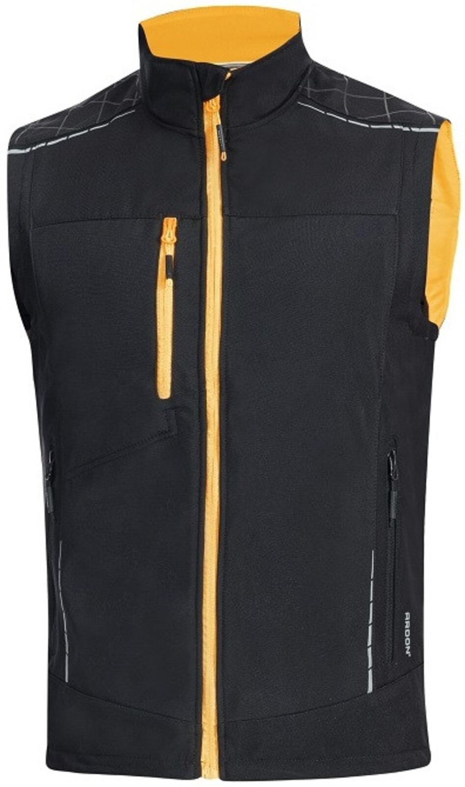 Pánska softshellová vesta Ardon Vision - veľkosť: M, farba: čierna/oranžová