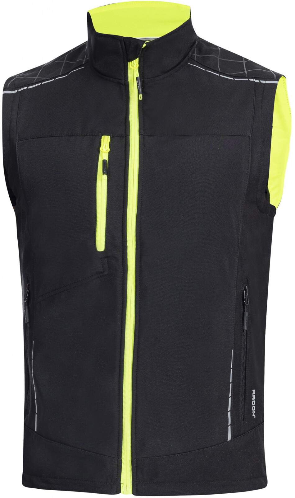 Pánska softshellová vesta Ardon Vision - veľkosť: XXL, farba: čierna/žltá