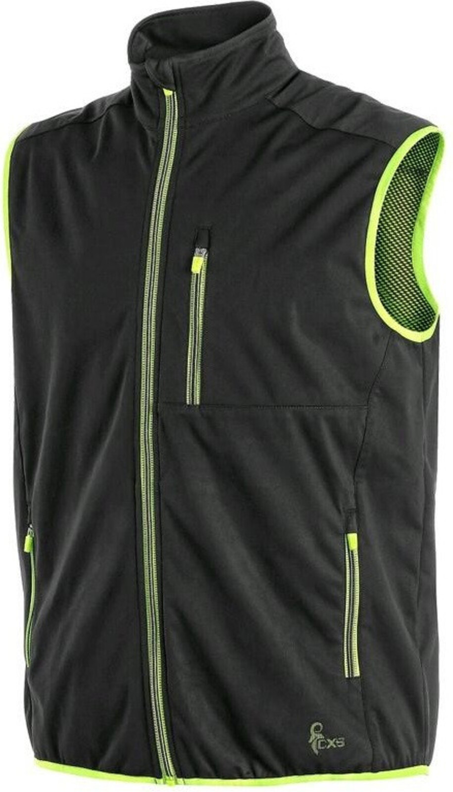 Pánska softshellová vesta CXS Paso - veľkosť: XXL, farba: čierna/zelená