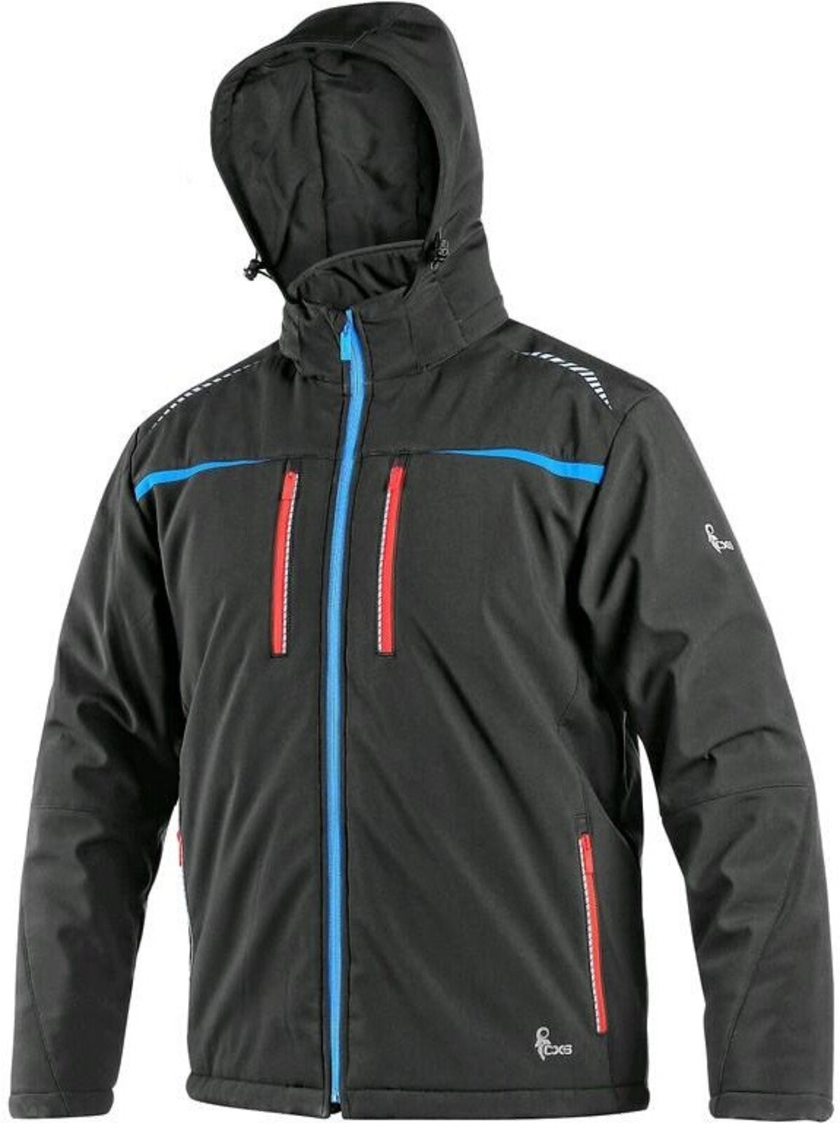 Pánska zateplená softshellová bunda CXS Norfolk - veľkosť: L, farba: čierna/modrá