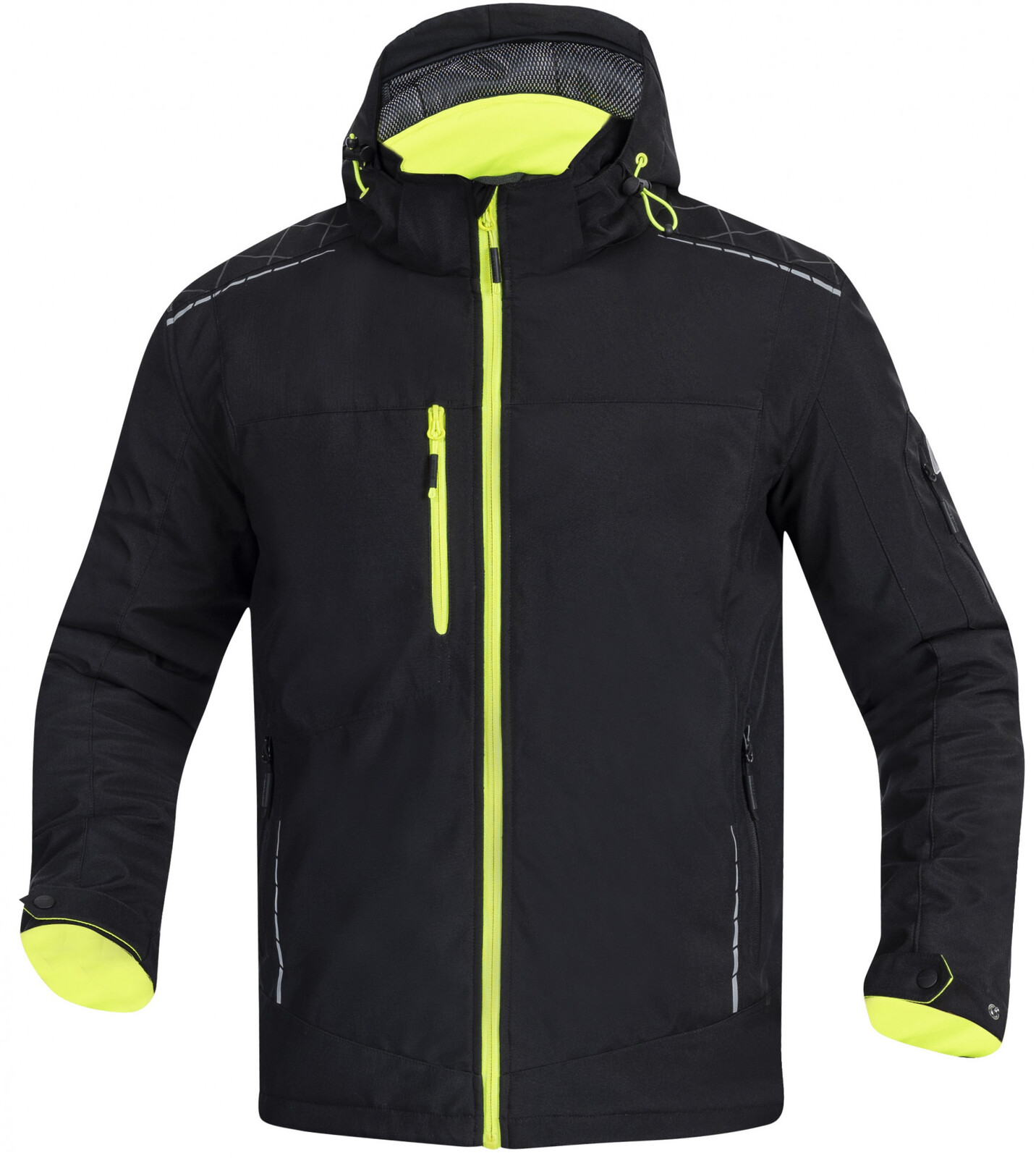 Pánska zimná softshellová bunda Ardon Vision - veľkosť: XXL, farba: čierna/žltá