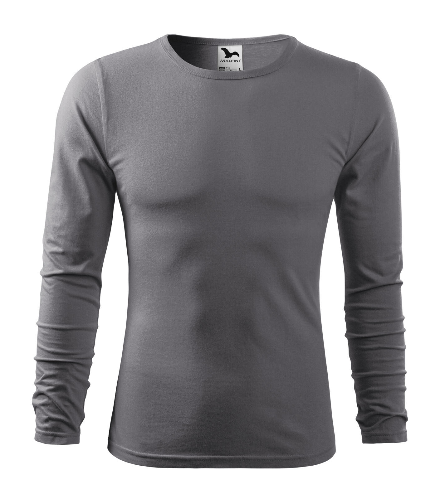 Pánske bavlnené tričko s dlhým rukávom Malfini Fit-T 119 - veľkosť: XXL, farba: oceľovo sivá