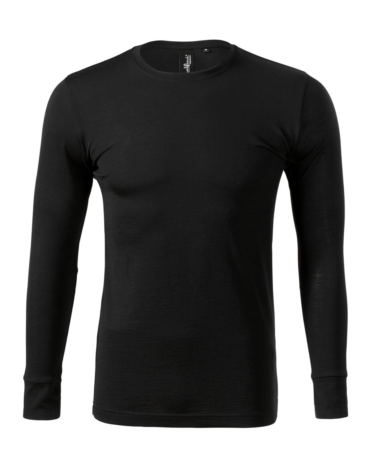 Pánske merino tričko s dlhým rukávom Malfini Premium Merino Rise LS 159 - veľkosť: L, farba: čierna
