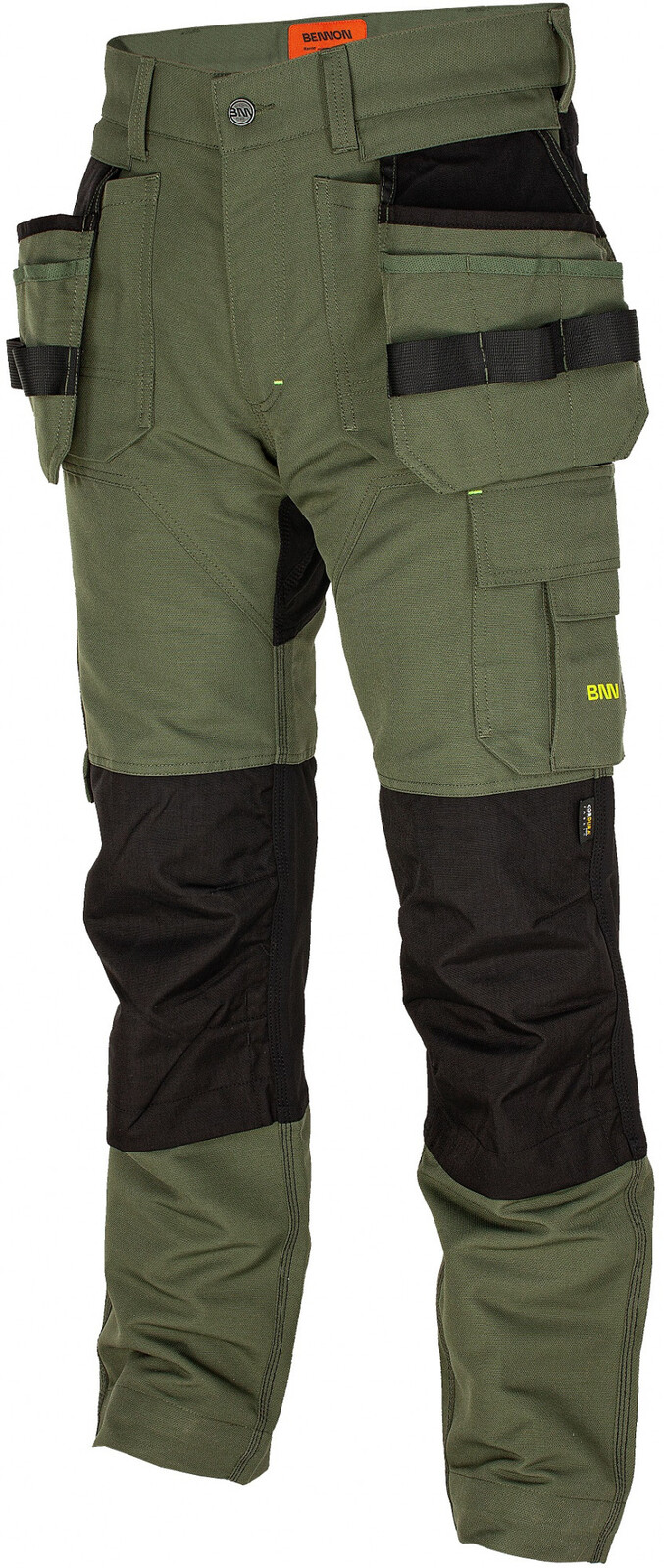 Pánské odolné strečové pracovné nohavice Bennon Erebos - veľkosť: 64, farba: zelená/čierna