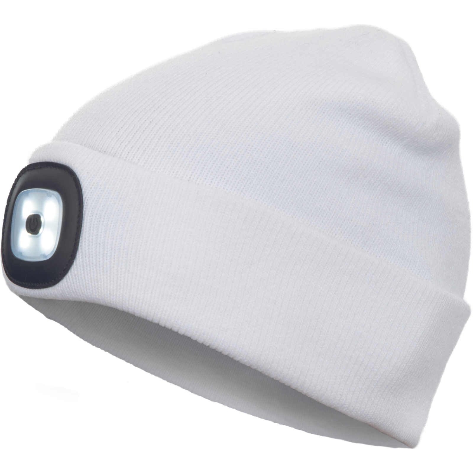 Pletená čiapka s LED lampou - veľkosť: UNI, farba: biela